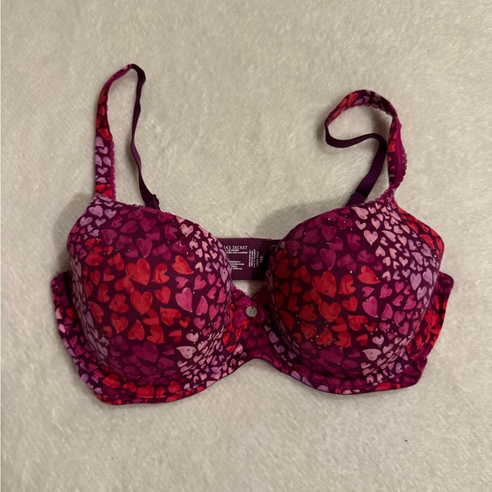 Victorias Secret Body by Victoria Lined Demi Bra Multicolor Hearts Size 36D